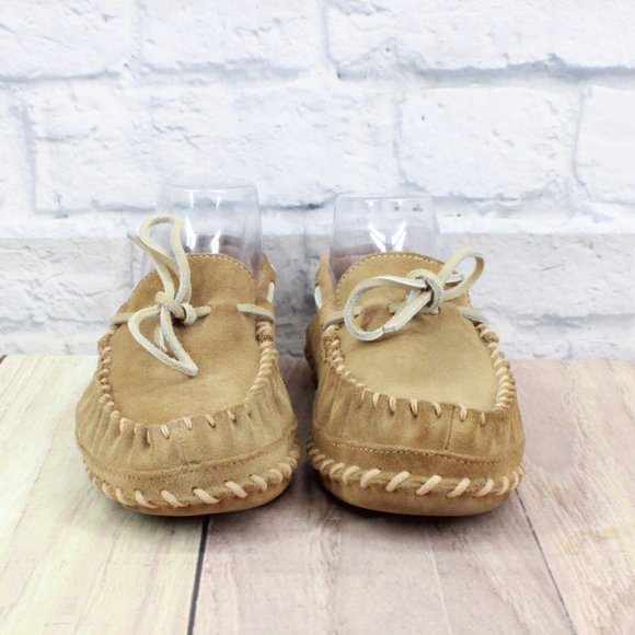 LL BEAN Brown Wicked Good Original Camp Mocs Slippers Deerskin Lined 7 - Picture 4 of 9